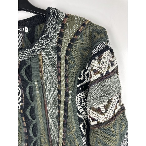 Bachrach Knit 3D Textured Sweater Cosby Biggie Style Earth Tones Mens Size Large - Picture 15 of 16